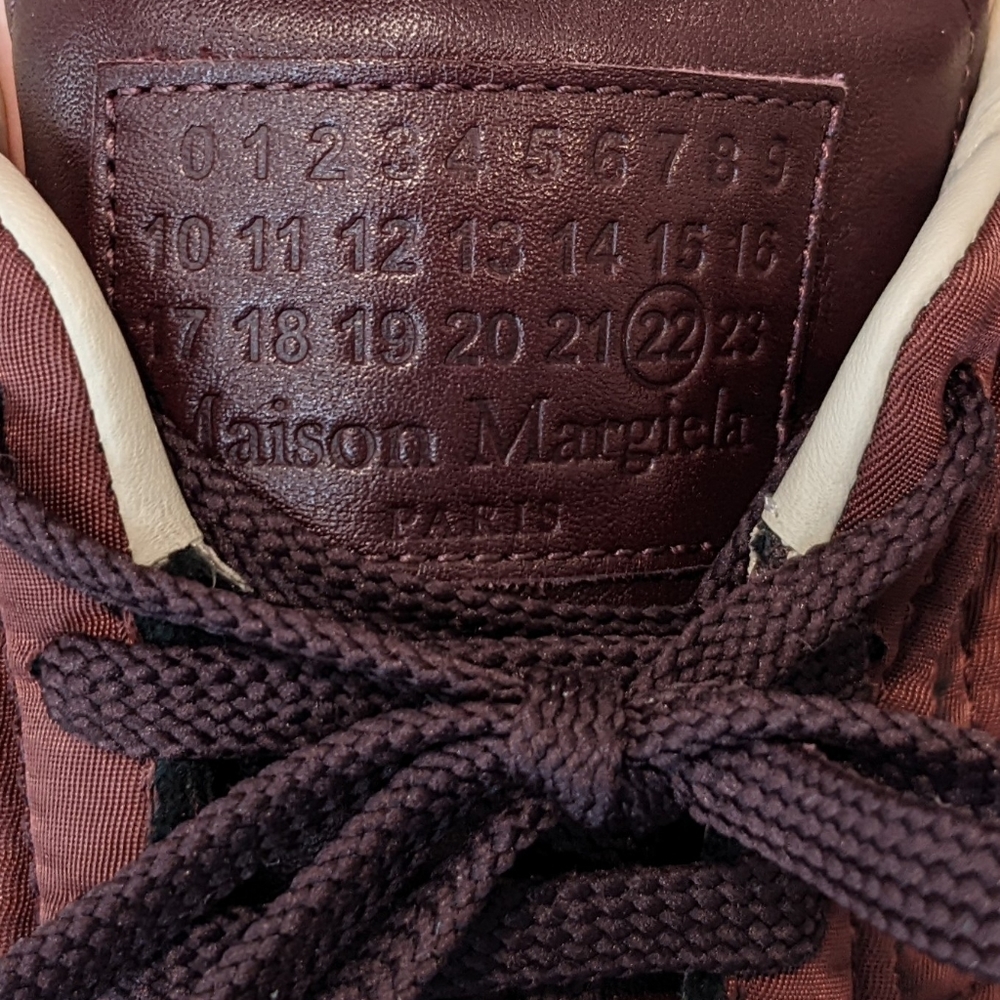 Mens Maison Margiela Oversized Leather Sneakers Wine - Picture 3 of 7